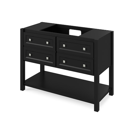 Jeffrey Alexander 48" Black Adler Vanity, Black Granite Vanity Top, undermount rectangle bowl VKITADL48BKBGR